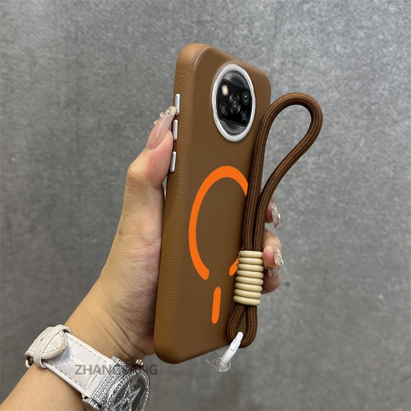 Ốp Lưng Cho POCO X3 X3 Pro X3 NFC Vỏ Điện Thoại Da Cao Cấp Chống Rơi Thẩm Mỹ Thiết Kế Mới Của Vòng Hút Từ Màu Cam Miễn Phí Tinh Tế Dây