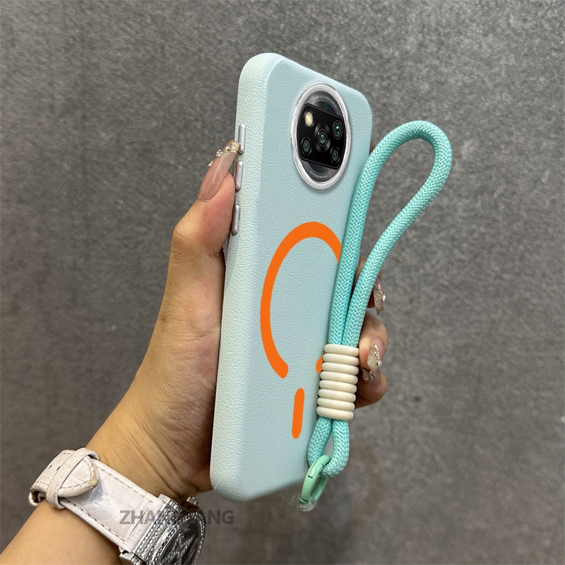 Ốp Lưng Cho POCO X3 X3 Pro X3 NFC Vỏ Điện Thoại Da Cao Cấp Chống Rơi Thẩm Mỹ Thiết Kế Mới Của Vòng Hút Từ Màu Cam Miễn Phí Tinh Tế Dây