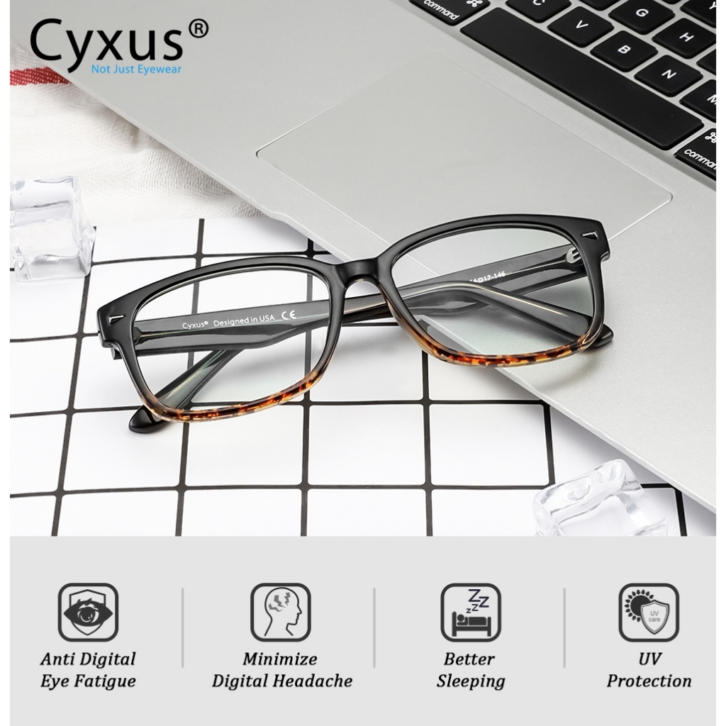 Cyxus Kính Chống Ánh Sáng Xanh Thời Trang Gọng Vuông Lọc Tia UV Giảm Mỏi Mắt Cho Máy Tính Cho Nam Nữ 8501