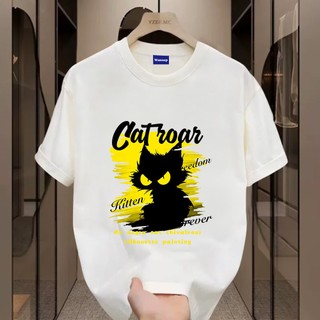 ✨Hàng có sẵn✨ WASSUP áo thun nam in hình mèo đen - Mẫu mới! 100% cotton, thời trang, Unisex.