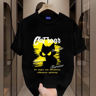 ✨Hàng có sẵn✨ WASSUP áo thun nam in hình mèo đen - Mẫu mới! 100% cotton, thời trang, Unisex.