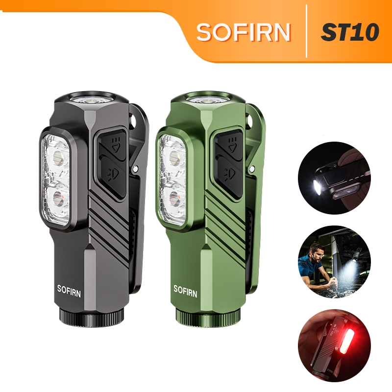 SOFIRN ST10 Đèn pin đa năng 1000 lumen, màu Green/Iron Grey, tương thích pin 14500/AA và sạc USB-C
