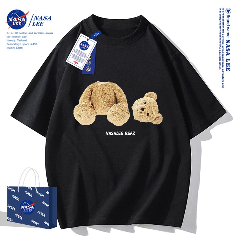 Áo Thun Gấu NASA LEE - Mẫu Gấu Tách Đôi Sáng Tạo, Form Unisex Thoải Mái