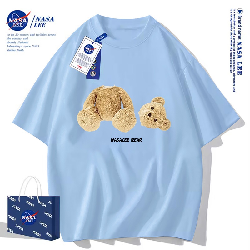 Áo Thun Gấu NASA LEE - Mẫu Gấu Tách Đôi Sáng Tạo, Form Unisex Thoải Mái