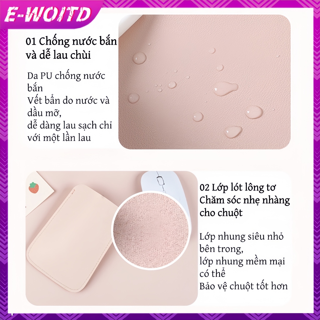 E-woitd 1 Túi Bảo Quản Chuột Không Dây Thích Hợp Cho Magic Mouse2 Túi Da PU Bảo Vệ Túi Chống Trầy Xước HNVN