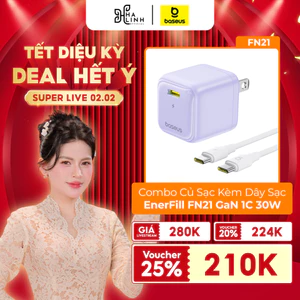 [Võ Hà Linh x Baseus] Combo Củ Sạc Kèm Dây Sạc EnerFill FN21 GaN 1C 30W