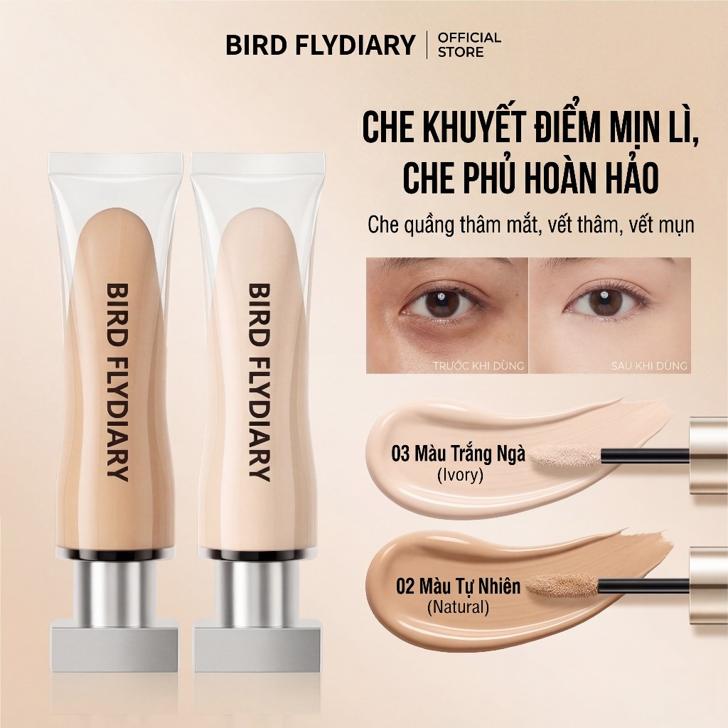 Kem Che Khuyết Điểm BFD Dạng Lỏng Che Mụn Che Phủ Cao Lâu Trôi Không Mốc Tự Nhiên Chính Hãng 14g