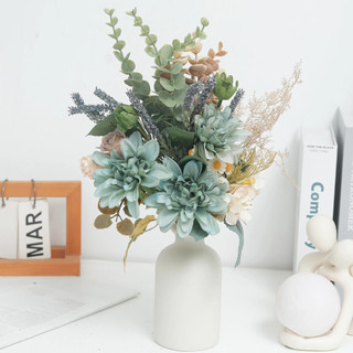 Hoa Giả Trang Trí Bó Hoa Thược Dược Xanh Vintage Decor Nhà Cửa Đạo Cụ Chụp Ảnh Studio Tiệc Cưới Sang Trọng Hoa Lụa Cầm Tay Cô Dâu Cao Cấp Lá Khuynh Diệp Oải Hương Giống Thật Phong Cách Bắc Âu Cắm Bình Phòng Khách Bàn Làm Việc Quà Tặng Sinh Nhật Bạn Gái