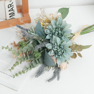 Hoa Giả Trang Trí Bó Hoa Thược Dược Xanh Vintage Decor Nhà Cửa Đạo Cụ Chụp Ảnh Studio Tiệc Cưới Sang Trọng Hoa Lụa Cầm Tay Cô Dâu Cao Cấp Lá Khuynh Diệp Oải Hương Giống Thật Phong Cách Bắc Âu Cắm Bình Phòng Khách Bàn Làm Việc Quà Tặng Sinh Nhật Bạn Gái