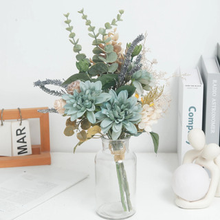 Hoa Giả Trang Trí Bó Hoa Thược Dược Xanh Vintage Decor Nhà Cửa Đạo Cụ Chụp Ảnh Studio Tiệc Cưới Sang Trọng Hoa Lụa Cầm Tay Cô Dâu Cao Cấp Lá Khuynh Diệp Oải Hương Giống Thật Phong Cách Bắc Âu Cắm Bình Phòng Khách Bàn Làm Việc Quà Tặng Sinh Nhật Bạn Gái