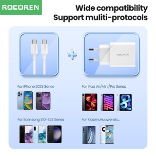 Bộ sạc USB Rocoren PD 20W có cáp USB Type C sang C Sạc nhanh cho iPhone 17 16 Pro Max
