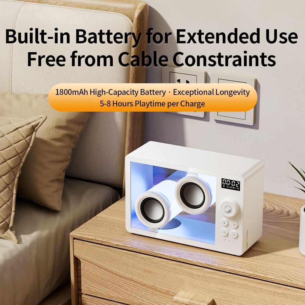 Âm thanh Bluetooth trong suốt đơn giản có đèn khí quyển tại nhà Loa máy tính để bàn di động Bluetooth sáng tạo Âm thanh HIFI (Mua quạt nhỏ cầm tay miễn phí 1 cái)