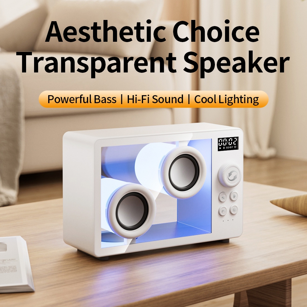 Âm thanh Bluetooth trong suốt đơn giản có đèn khí quyển tại nhà Loa máy tính để bàn di động Bluetooth sáng tạo Âm thanh HIFI (Mua quạt nhỏ cầm tay miễn phí 1 cái)