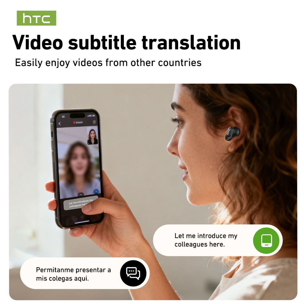 HTC NE79 Tai nghe dịch Video AI mới Tai nghe Bluetooth 6.0 HIFI Tai nghe không dâ ENC Tai nghe thể thao Chống nước IPX5