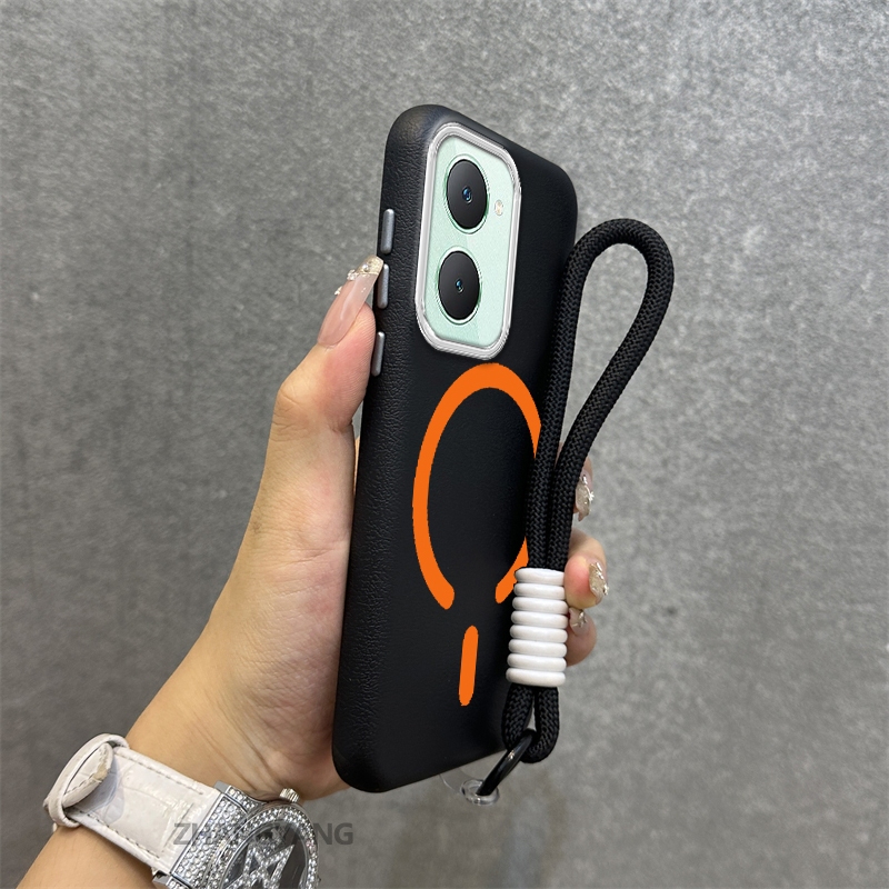 Ốp Lưng Dành Cho vivo Y36 4G Y36 5G Y27 5G Y03 Y27 4G Vỏ Điện Thoại Da Cao Cấp Chống Rơi Thẩm Mỹ Thiết Kế Mới Vòng Hút Từ Màu Cam Miễn Phí Dây Tinh Tế