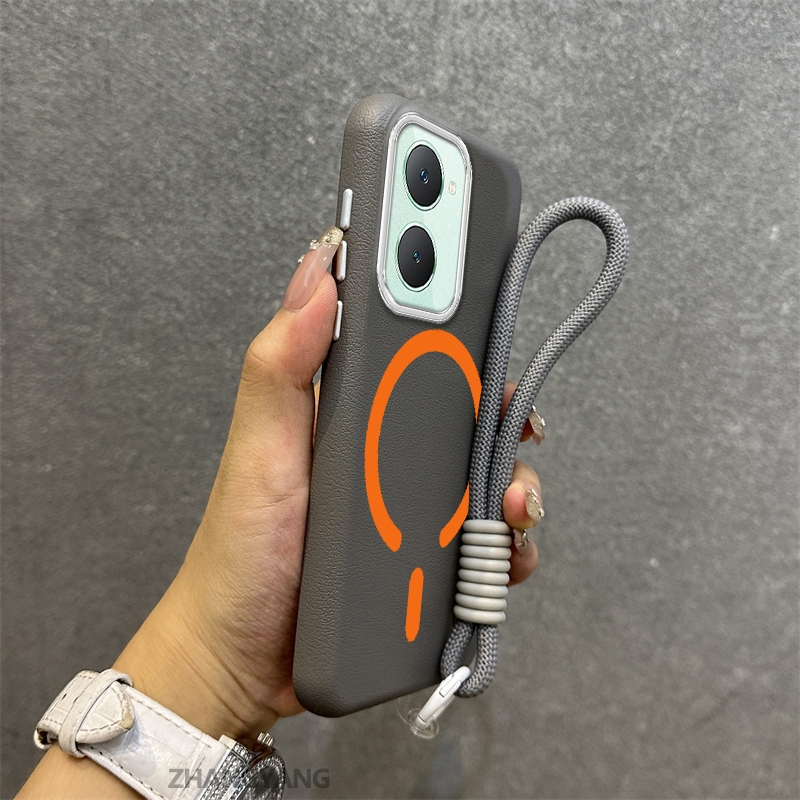 Ốp Lưng Dành Cho vivo Y36 4G Y36 5G Y27 5G Y03 Y27 4G Vỏ Điện Thoại Da Cao Cấp Chống Rơi Thẩm Mỹ Thiết Kế Mới Vòng Hút Từ Màu Cam Miễn Phí Dây Tinh Tế