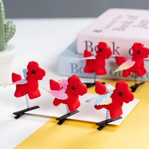 Kẹp Tóc Đỏ Hình Ngựa - Bộ 10 Chiếc, Phụ Kiện Tóc Cho Ngày Lễ Và Năm Mới