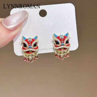 Bông Tai Sư Tử Phong Cách Trung Hoa Thời Thượng, Quà Tặng Perfect Cho Bé Gái Năm Mới