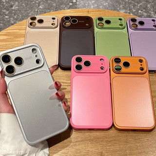 Kính Bảo Vệ Ống Kính Mạ Màu Cam Bạc AG Sơn Kim Loại Vỏ Điện Thoại Cho iPhone 17Promax 17Pro 13 14 15 16 Pro Max Chống Sốc Nam Nữ Vỏ Di Động