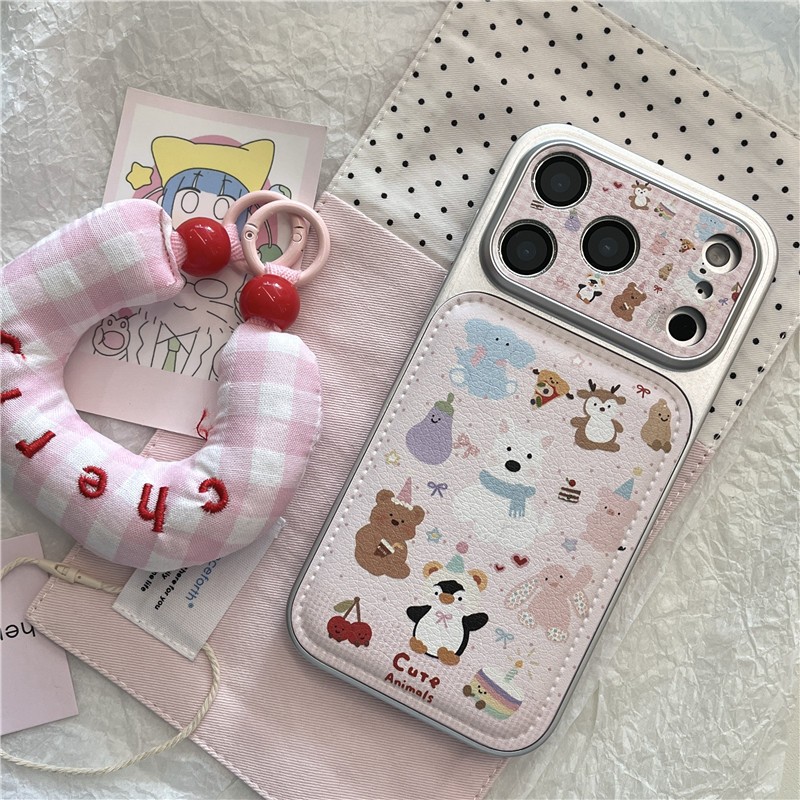 Ốp điện thoại chất liệu PU hình gấu cánh cụt cho iPhone17 Pro max 16 Pro max