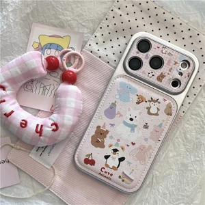 Ốp điện thoại chất liệu PU hình gấu cánh cụt cho iPhone17 Pro max 16 Pro max