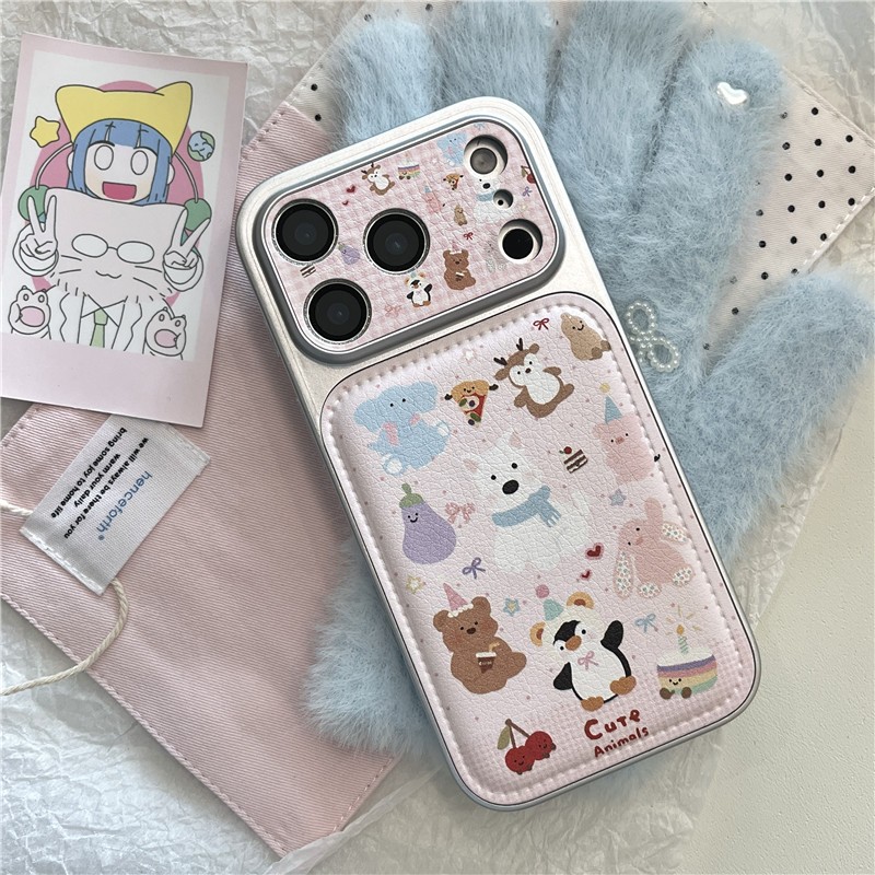 Ốp điện thoại chất liệu PU hình gấu cánh cụt cho iPhone17 Pro max 16 Pro max