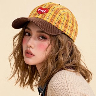 Mũ vải nhung và mũ bóng chày phong cách Hàn Quốc có họa tiết caro cổ điển và hình trái tim, phù hợp cho nữ