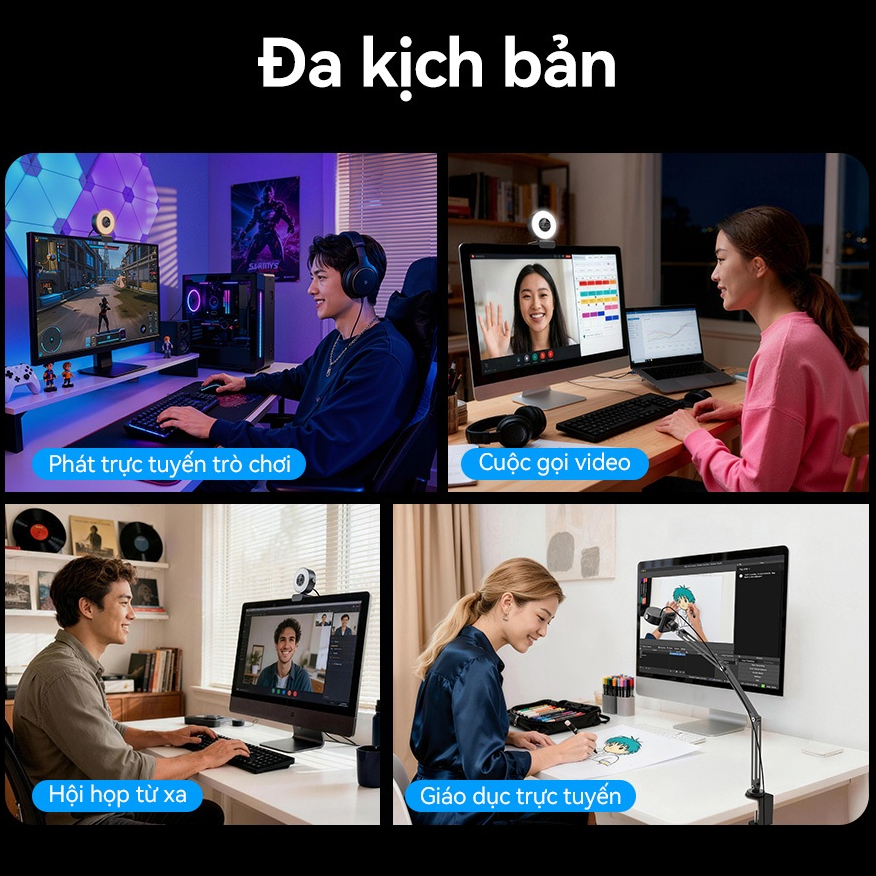 [EMEET]Webcam S600L, tích hợp đèn vòng tròn, 3 chế độ màu, hiệu ứng ánh sáng RGB, lấy nét tự động trong 0,2 giây, cảm biến 1/2 inch, hai micro, và công nghệ hình ảnh AI.Phù hợp cho văn phòng tại nhà, lớp học trực tuyến, phát trực tiếp | BigBuy360 - bigbuy360.vn