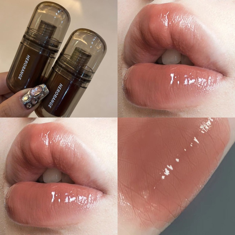 Herorange Gương Lip Glaze Chống Thấm Nước Dài Mặc Nước Bóng Hydrating Thủy Tinh Son Bóng Dưỡng Ẩm Son Môi Son Tint Trang Điểm
