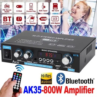 AK45 / AK35 800W Bộ khuếch đại công suất gia đình 2 kênh Bluetooth v5.0 Hệ thống âm thanh nổi kỹ thuật số Hifi Mini Hỗ trợ đầu vào Mic USB FM SD