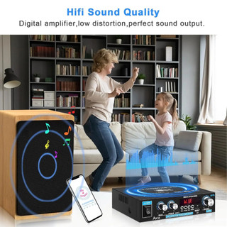 AK45 / AK35 800W Bộ khuếch đại công suất gia đình 2 kênh Bluetooth v5.0 Hệ thống âm thanh nổi kỹ thuật số Hifi Mini Hỗ trợ đầu vào Mic USB FM SD