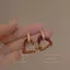 Đôi bông tai kim loại zircon phong cách Hàn Quốc, thời trang thanh lịch