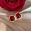 Đôi bông tai kim loại zircon phong cách Hàn Quốc, thời trang thanh lịch