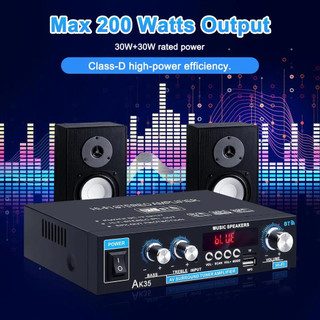 AK45 / AK35 800W Bộ khuếch đại công suất gia đình 2 kênh Bluetooth v5.0 Hệ thống âm thanh nổi kỹ thuật số Hifi Mini Hỗ trợ đầu vào Mic USB FM SD