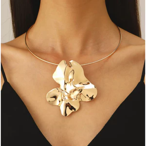 1 Chiếc Phóng Đại Ba Chiều Xếp Ly Hoa Kim Loại choker Vòng Cổ Hoa Cá Tính