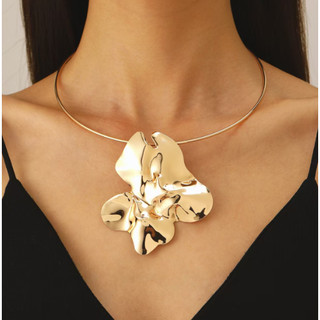 1 Chiếc Phóng Đại Ba Chiều Xếp Ly Hoa Kim Loại choker Vòng Cổ Hoa Cá Tính