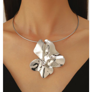 1 Chiếc Phóng Đại Ba Chiều Xếp Ly Hoa Kim Loại choker Vòng Cổ Hoa Cá Tính