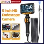 Camera nội soi 5 inch Camera kiểm tra Borescope với đèn LED có thể điều chỉnh Dây bán kỹ thuật số chống nước cho ống thoát nước ô tô Ống HVAC — ảnh 1