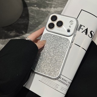 Ống kính tích hợp pha lê sang trọng Vỏ điện thoại lấp lánh cửa sổ lớn phù hợp cho iPhone 13 14 15 16 17 Pro Max Vỏ silicon chống rơi ống kính
