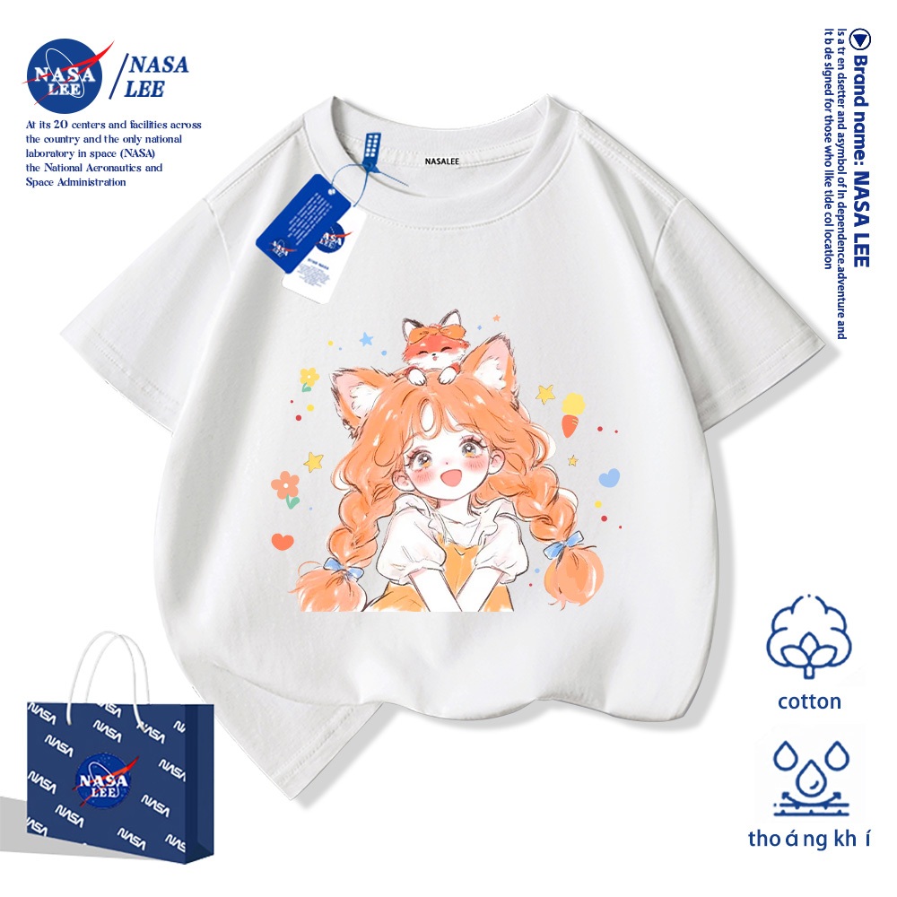 💥Xu hướng hot 2026💥 Áo thun trẻ em NASA họa tiết cô gái nhỏ Chất liệu cotton Unisex Giao hàng ngay