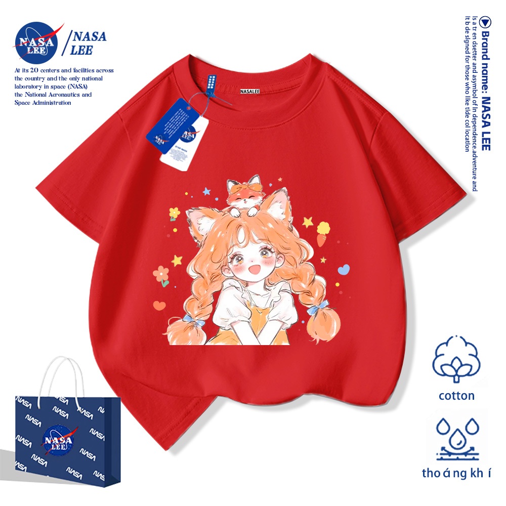 💥Xu hướng hot 2026💥 Áo thun trẻ em NASA họa tiết cô gái nhỏ Chất liệu cotton Unisex Giao hàng ngay