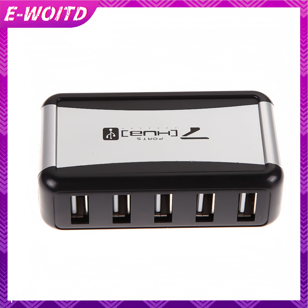 E-WOITD USB 7 cổng HUB chạy bằng cáp chuyển đổi AC Tốc độ cao Phích cắm EU / US cho PC Laptop E-WOITD