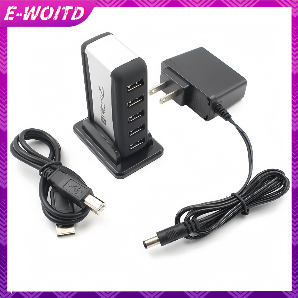 E-WOITD USB 7 cổng HUB chạy bằng cáp chuyển đổi AC Tốc độ cao Phích cắm EU / US cho PC Laptop E-WOITD