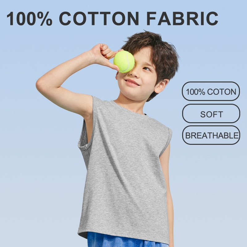 W.G.Q  Áo Ba Lỗ  bé trai , vải Cotton nguyên chất, mềm mại thoải mái thoáng khí thấm mồ hôi, có in tai nghe
