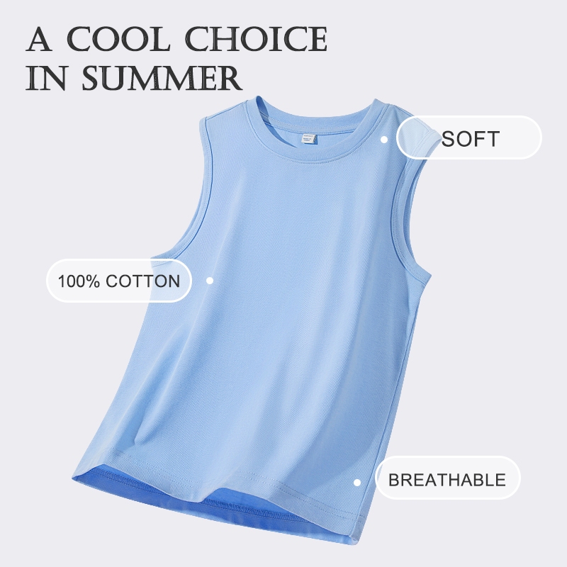 W.G.Q  Áo Ba Lỗ  bé trai , vải Cotton nguyên chất, mềm mại thoải mái thoáng khí thấm mồ hôi, có in tai nghe