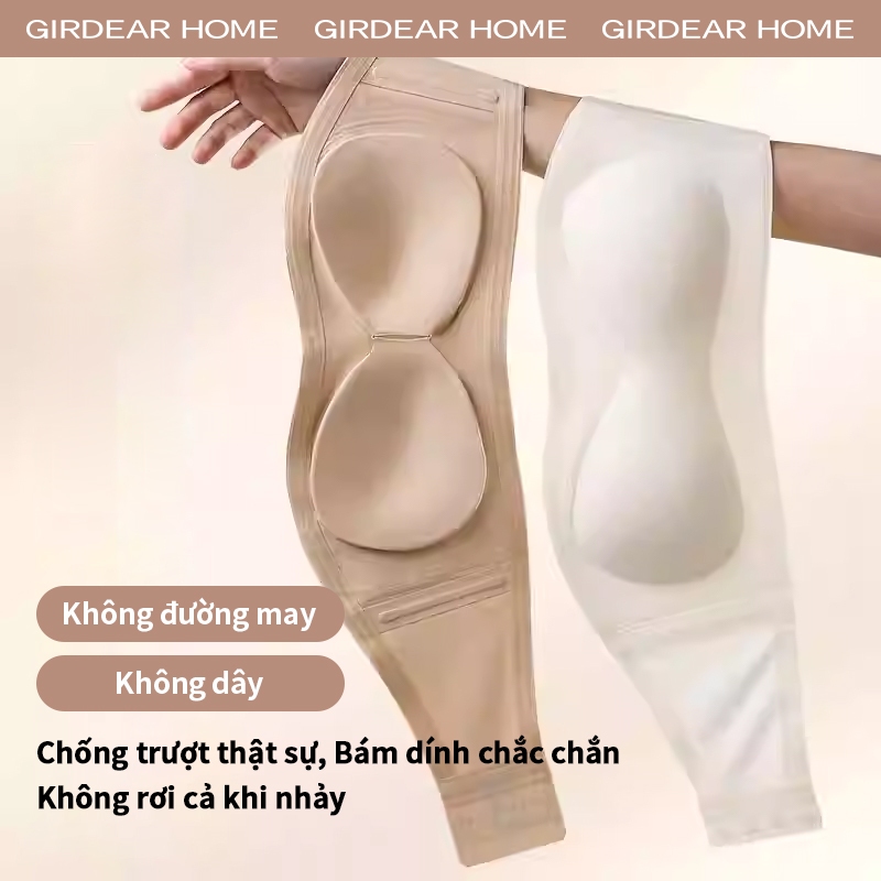 Girderear Home 2 Chiếc Áo ngực quây vô hình có tông màu tùy chỉnh Chống trượt Không dây liền mạch Backless Push Up Áo ngực thoải mái có thể tái sử dụng, GH12