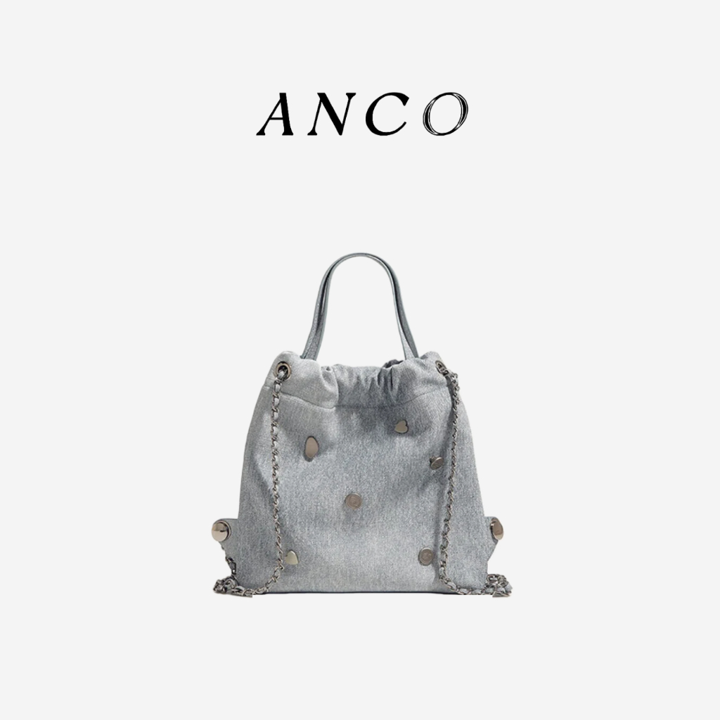 Phiên Bản Hàn Quốc Denim Da Dây Xích Ba Lô 2026 Phong Cách Mới Niche Thiết Kế Nhỏ Schoolbag Nữ Ba Lô Thường Ngày Có Thể Di Động Một Vai
