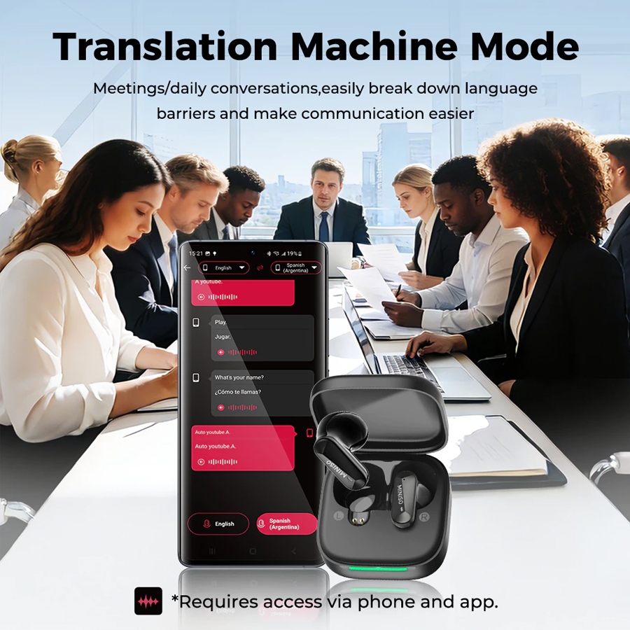 MINISO MS119 AI Thông Minh Thời Gian Thực Dịch Tai Nghe Bluetooth Khử Tiếng Ồn Nhạc Không Dây HiFi HD Gọi Micro Bluetooth 6.0 | BigBuy360 - bigbuy360.vn