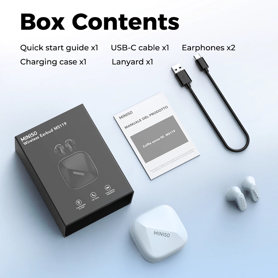 MINISO MS119 AI Thông Minh Thời Gian Thực Dịch Tai Nghe Bluetooth Khử Tiếng Ồn Nhạc Không Dây HiFi HD Gọi Micro Bluetooth 6.0 | BigBuy360 - bigbuy360.vn