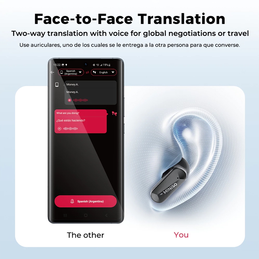 MINISO MS119 AI Thông Minh Thời Gian Thực Dịch Tai Nghe Bluetooth Khử Tiếng Ồn Nhạc Không Dây HiFi HD Gọi Micro Bluetooth 6.0 | BigBuy360 - bigbuy360.vn